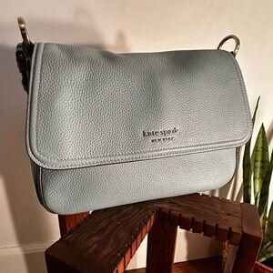 Hudson Pebbled Leather Medium Convertible Flap Shoulder Agean Blue  Kate spade